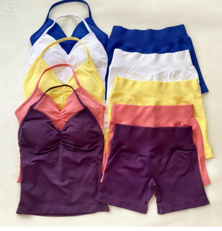 2pcs Impact Yoga Set Women Sports Backless Womens Backless Tank Top High Waist Threaded Seamless Shorts Gym Set