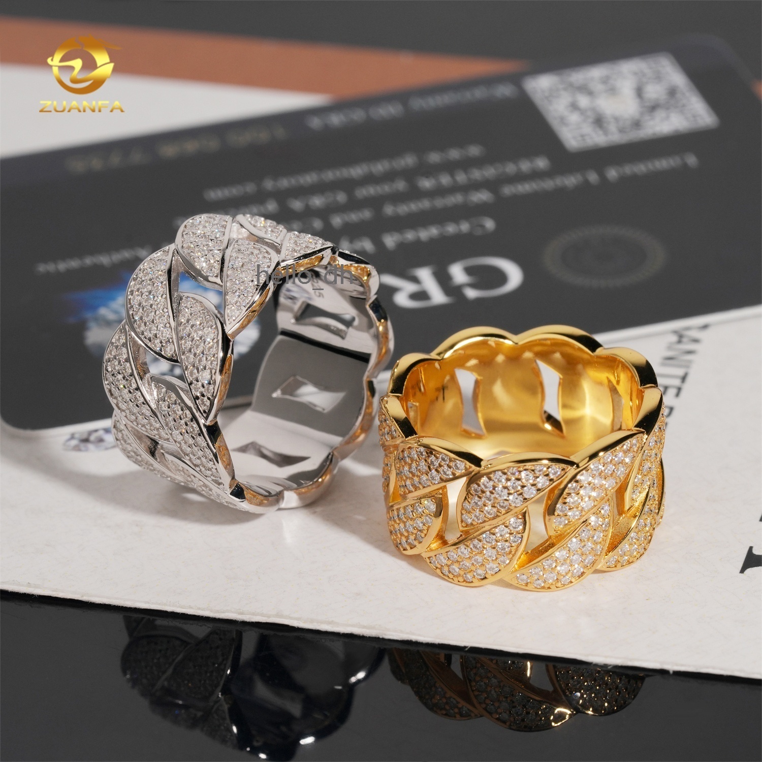 Luxury Fine Jewelry Hip Hop Rapper Iced Out Mens S925 Silver Cuban Moissanite Ring