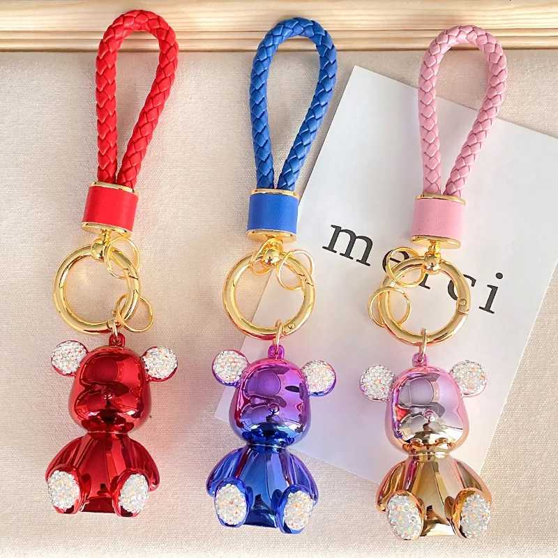 2025 Resin Electroplated Bear Keychain - Crystal Rhinestone Decor Fashion Bag Charm School GiftT251127