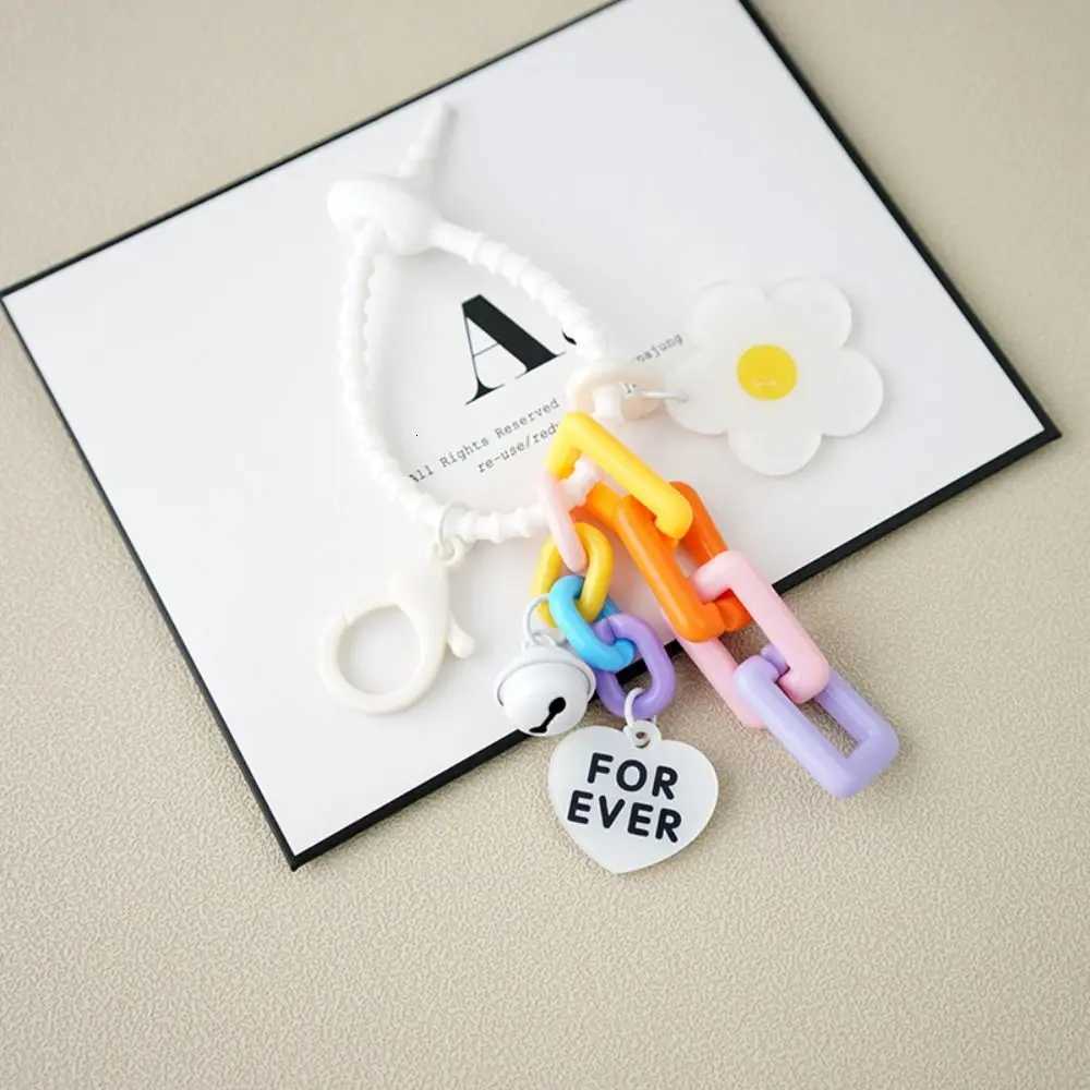 Creative Candy Color Flower Heart Pendant Keychain Cute Small Flower Key Ring Bag Pendant AccessoriesT251127