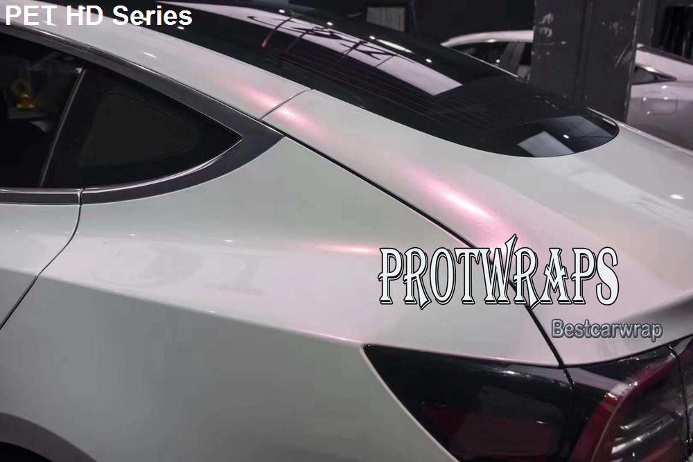 Premium HD Glitter Pearl white Red Gloss Vinyl Wrap Sticker Whole Car Covering Film Foil Air Release 1.52*18m 5x59ft With PET liner