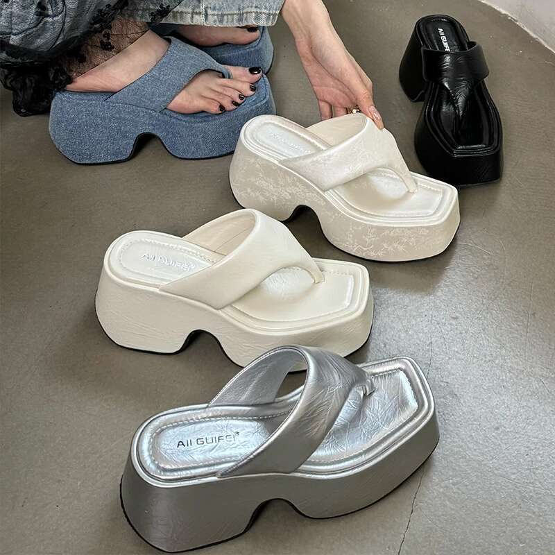 Pumps Flip Flops For Ladies New 2025 Female Footwear Platform Wedges Women Slippers Fashion Slides Heels Shoes