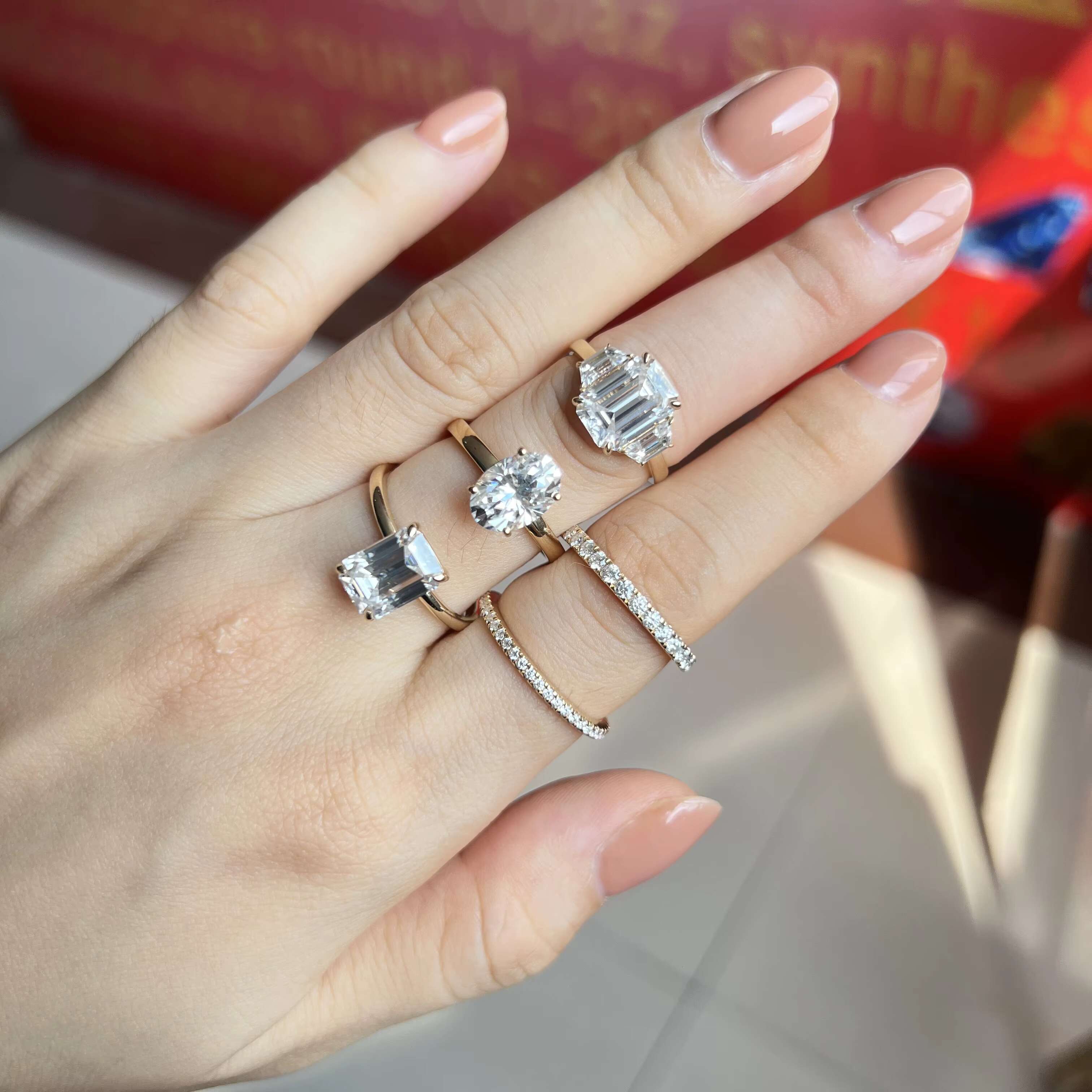 1.2mm 2.0mm Full Eternity Rings White Vvs D Color Moissanite 14k 18k Real Gold Wedding Band