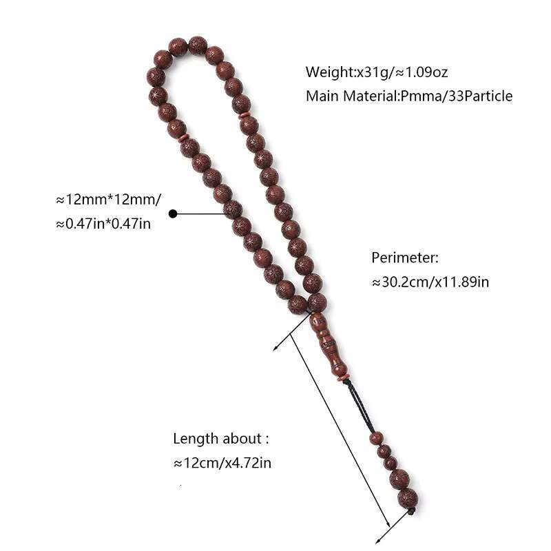 Hot Selling Religious Jewelry Necklace Traditional 33 Tespih Muslim Prayer Imitated Wooden Rosary Beads Islamic Subha