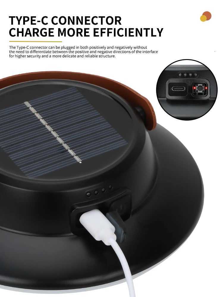 Solar High Power LED Camping Light 3 Modes Rechargeable Portable Lanterns Outdoor Emergency BBQ Waterproof Tent Lighting LampM251127