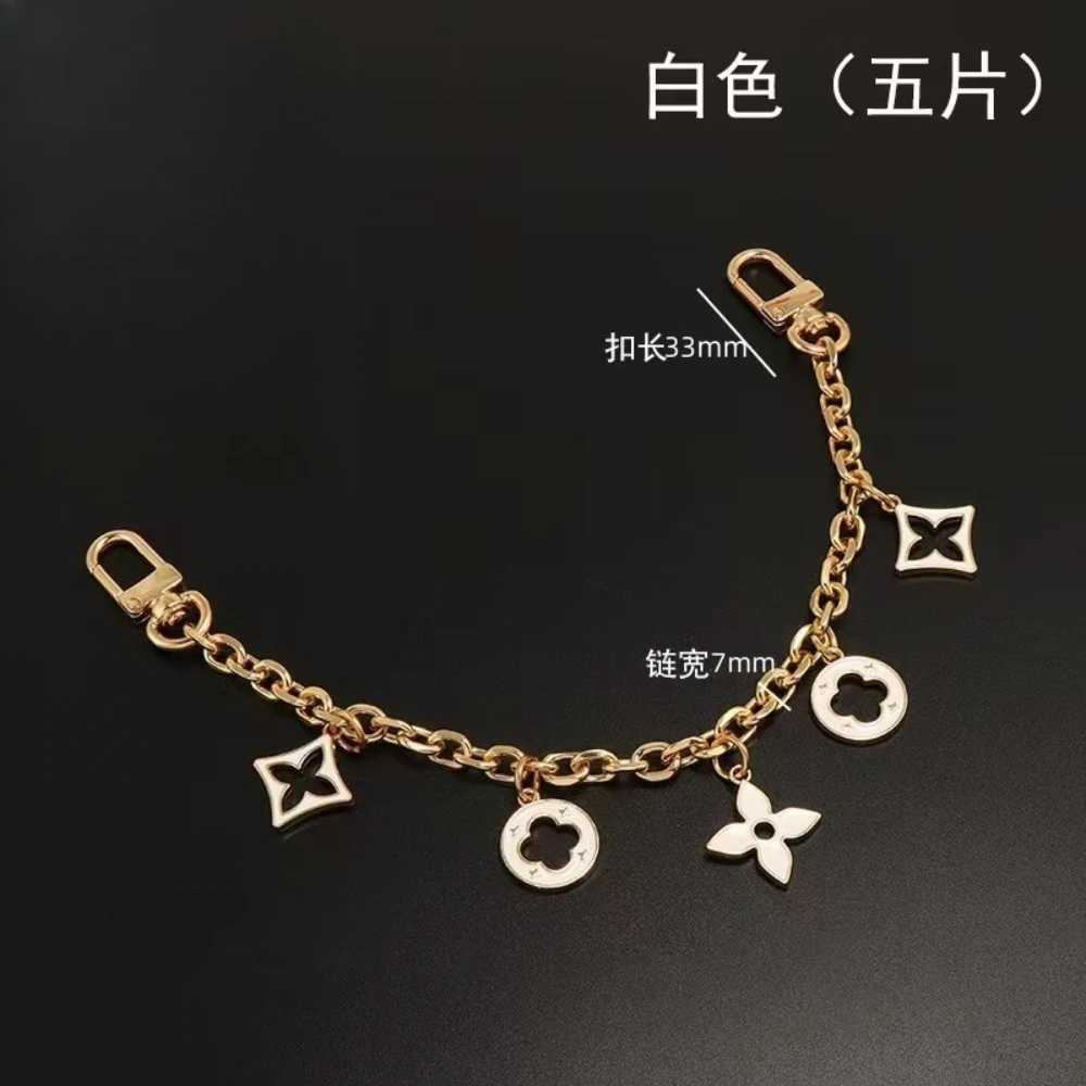 New cute little fragrant style bag with hanging chain decoration chain metal strap black and white strapT251127