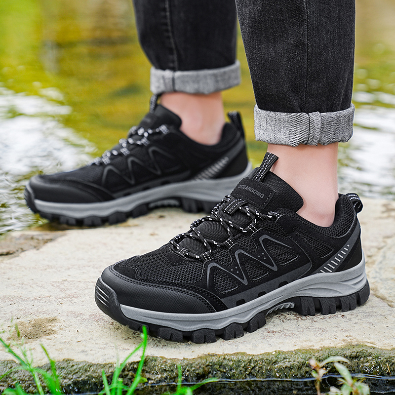 Outdoor hiking shoes, mesh breathable casual shoes, casual sports shoes, wear-resistant and anti-slip, large-sized mountaineering shoes, swivel buckle