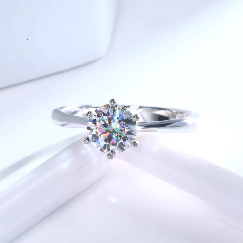 14K 18K Solid Gold Jewelry Lab Grown Diamond Ring Classic Design D VVS EX Round Brillant Cut 1 Ct Lab Diamond Ring