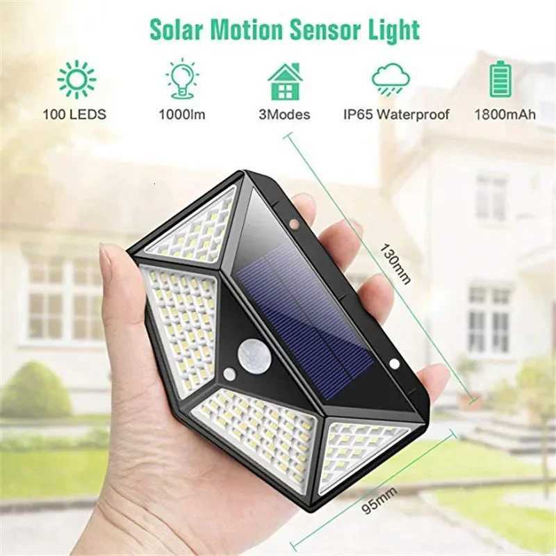 112PCS 100 LED Solar Wall Lamp 4 Sides Luminous With Motion Sensor Outdoor Garden Courtyard Waterproof Wall LightM251127