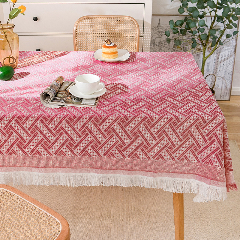 A839 cream wind tassel cotton yarn tablecloth photo atmosphere dustproof table cloth rectangular decorative coffee table cover towel non-slip
