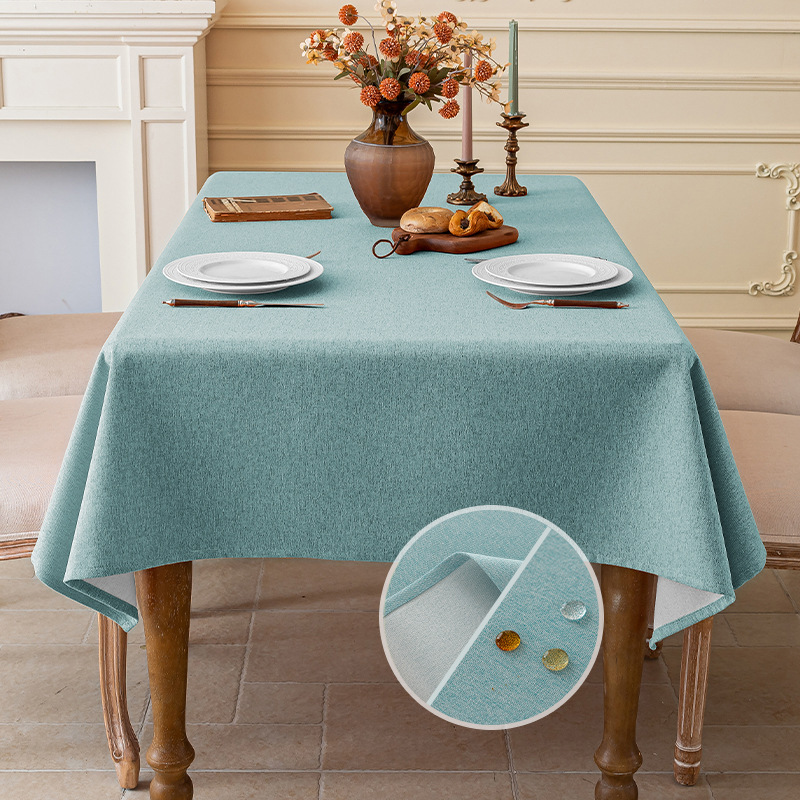 A838 waterproof and dustproof solid color cotton and linen three-proof tablecloth new Chinese rectangular tablecloth coffee table tablecloth