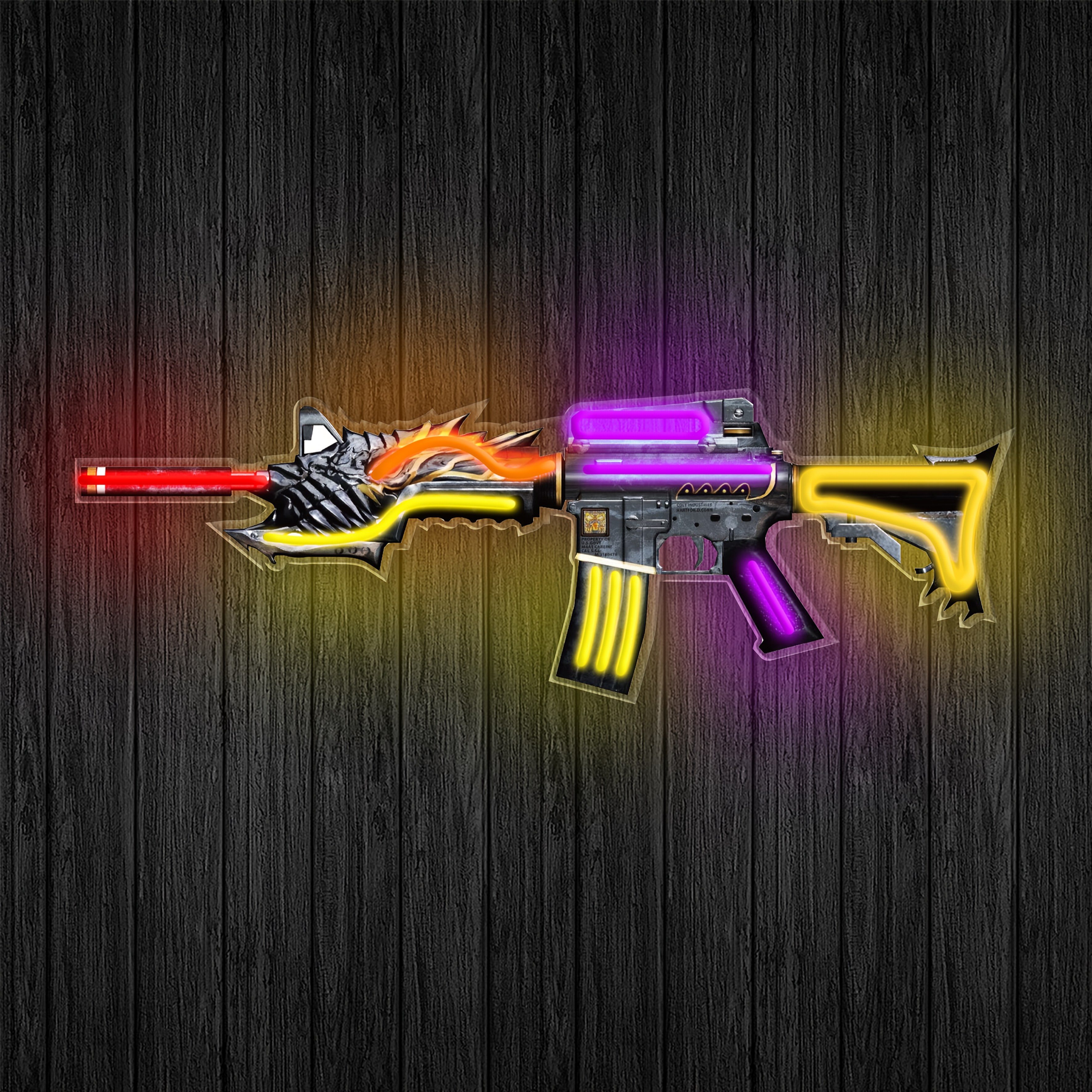 AK47 pistol-shaped neon light; UV printing design; suitable for game room, men's leisure room, living room, bedroom, gun shop; wall atmosphere de