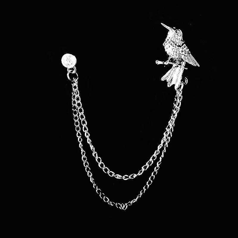 New Fashion Bird Brooch Star Crystal Tassel Chain Lapel Pin Suit Shirt Fashion Clothing Brooches for Women Men AccessoriesT251127