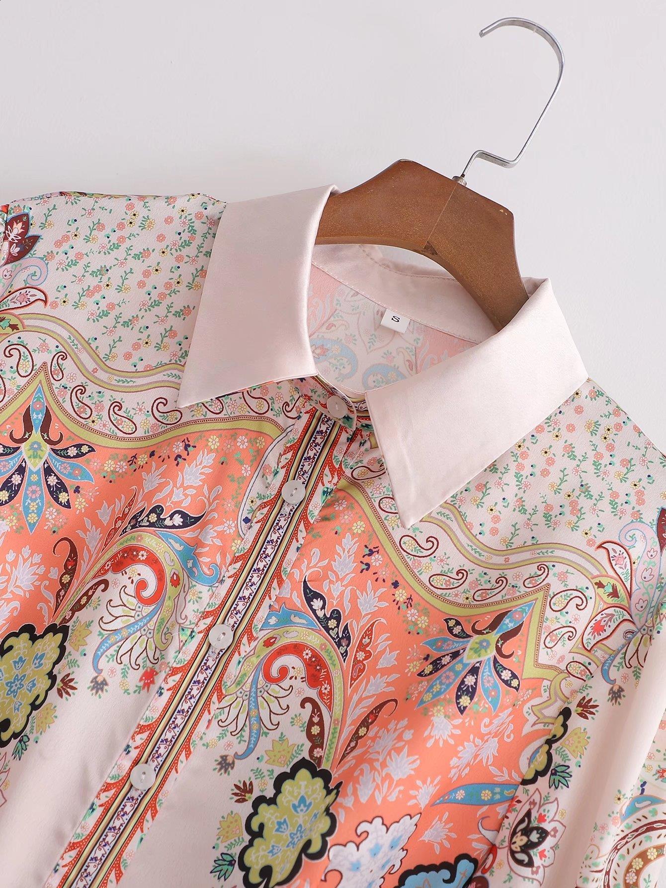 Womens autumn temperament lapel waist cinching slimming single breasted printed A-line dress elegant long skirt