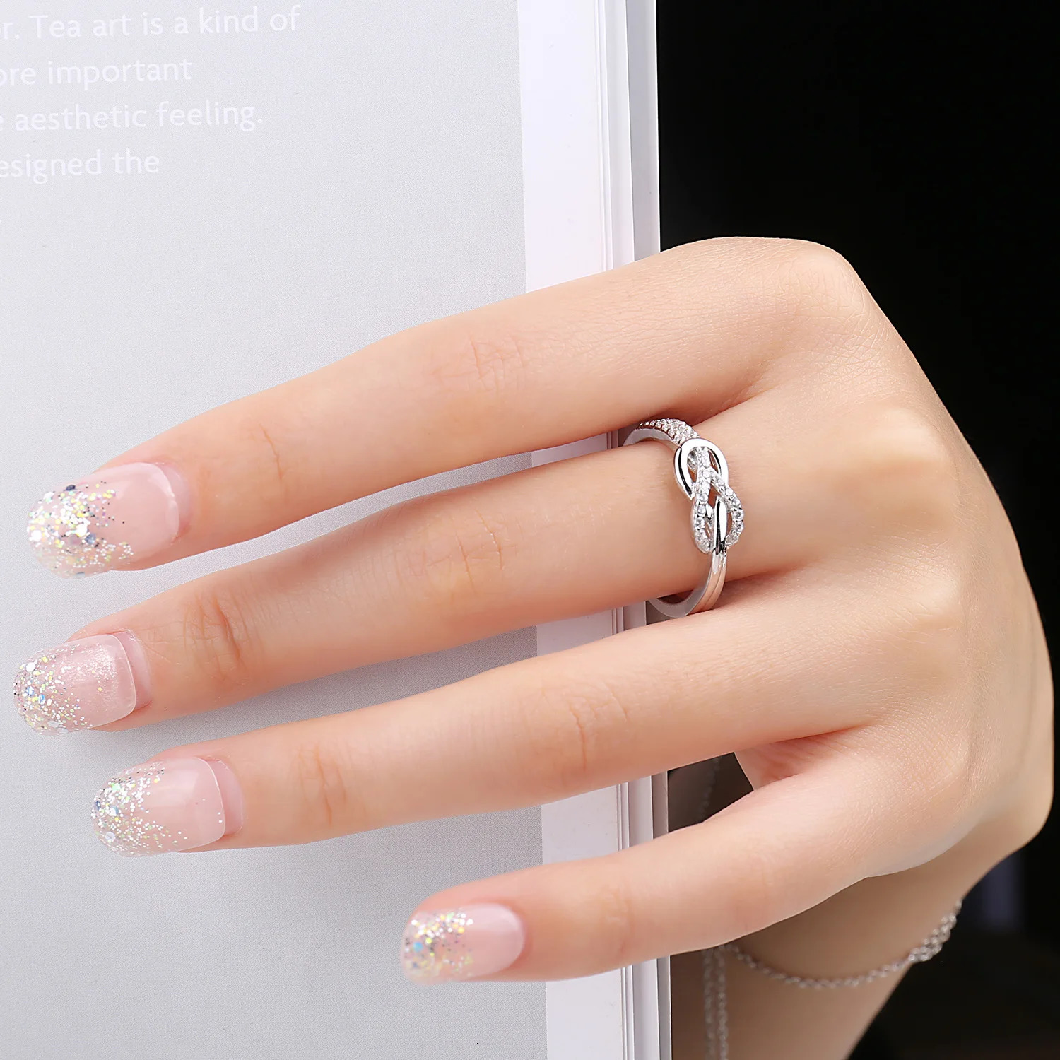 Jewelry Arrival Infinity Love Knot Gemstone 925 Sterling Silver Statement Ring for Woman Fashion Classic Fine 251126 - view 3