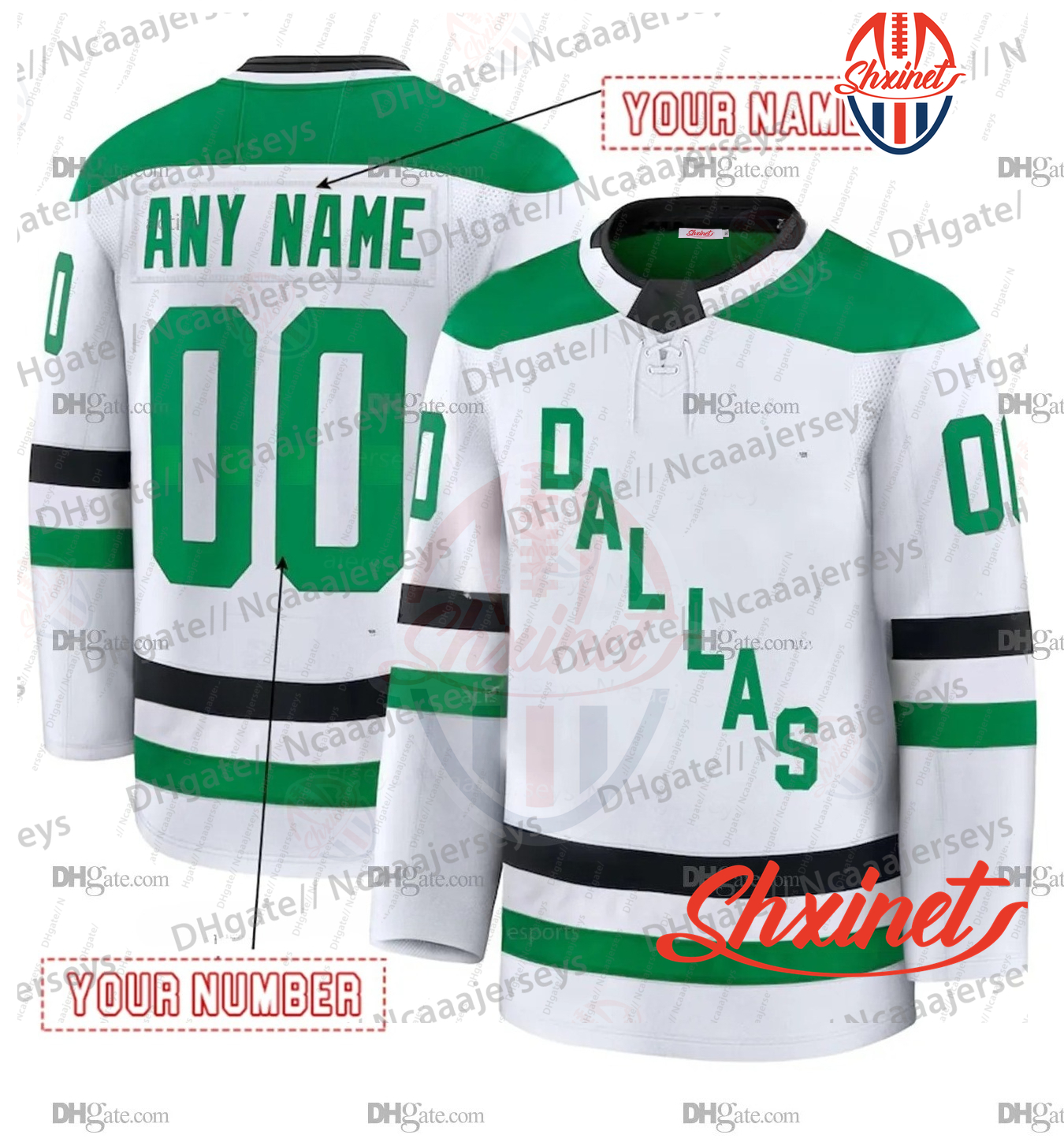 Custom Stars Tyler Hockey Jersey Wyatt Johnston Jason Robertson Jamie Benn Miro Heiskanen Mikko Rantanen Thomas Harley Embroidered Letter Number Desig