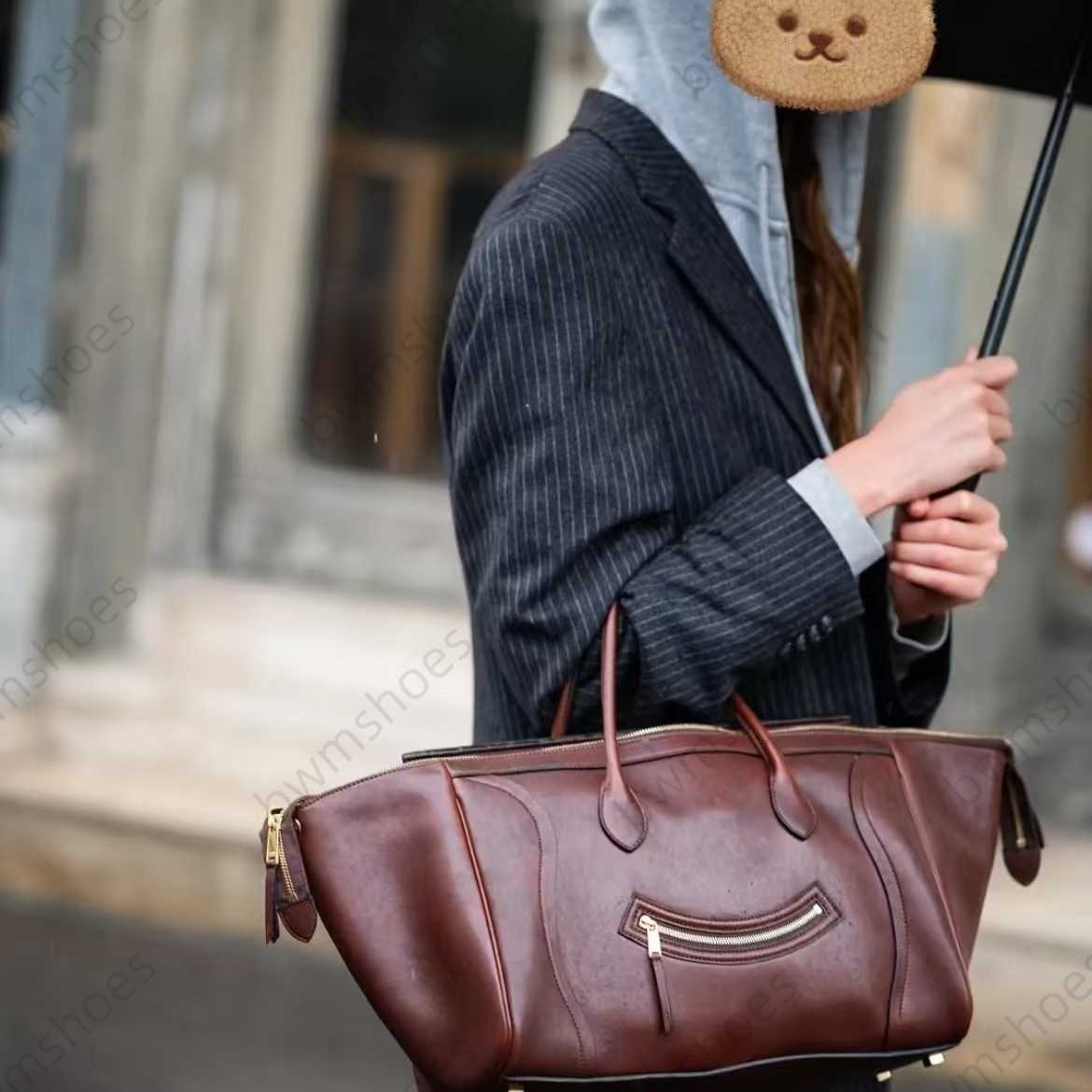 New Matte Cowhide Smiley Face Bag Handheld Tote Bag Wing Bag Large Capacity Fashion Single Shoulder Underarm Bag Dumpling Bag