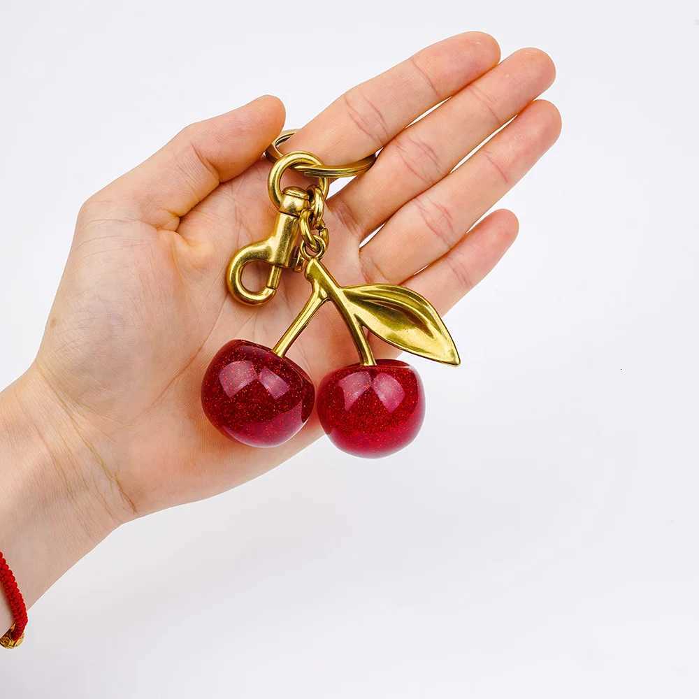 Cherry Charm Handbag Pendant Keychain for Womens Exquisite Internet-famous Crystal Cherry Bag Accessories High-Grade PendantT251127