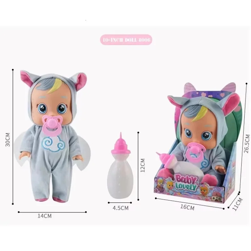 8inch 3D Weeping Babies Unicorn Baby Simulation Baby Crying Doll Creative Cute Doll For Girl Reborn Baby Vinyl Christmas Gift 251125