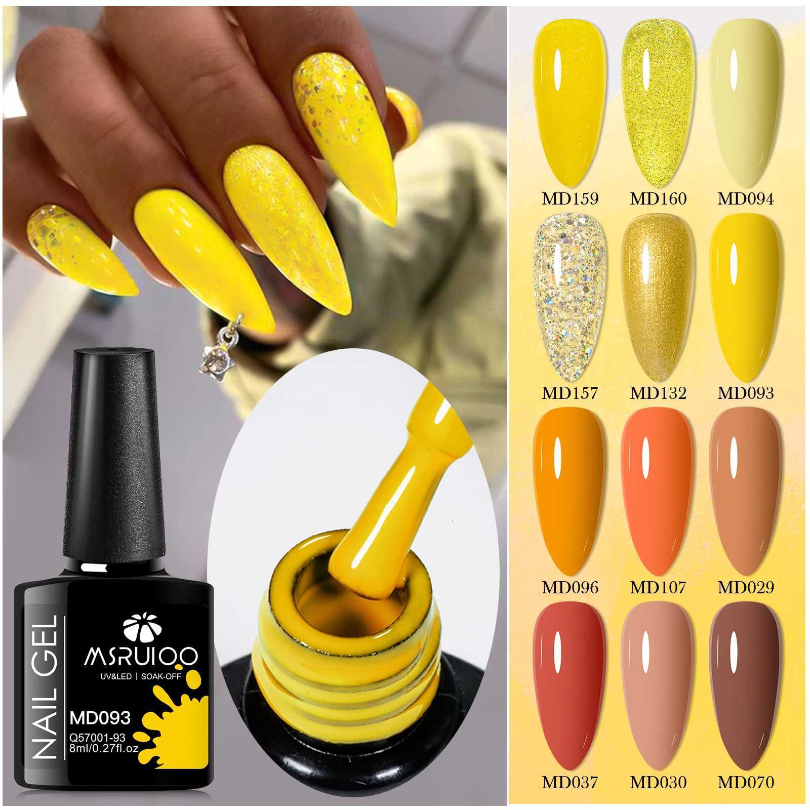 MSRUIOO 8ml Yellow Brown Glitter Gel Nail Polish Nail Supplies Autumn Winter Semi Permanent Nail Art Varnish For Nails ManicureT251127