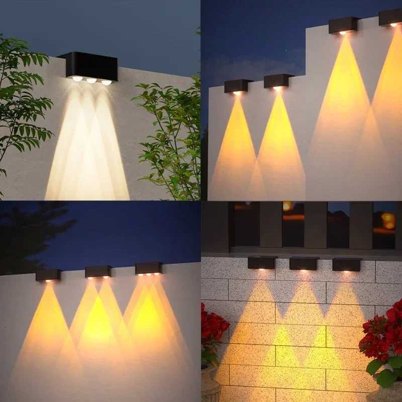 4/8 Pcs LED Solar Lights Porch Light Outdoor IP65 Waterproof Wall Lamp for House Yard Stair Fence Pool Garden Decor LightingM251127