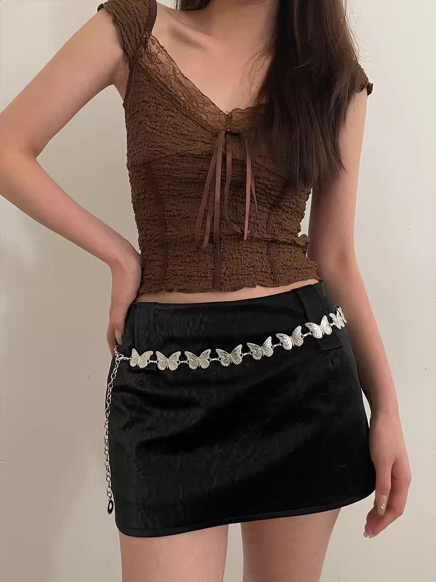 Golden butterfly waist chain versatile simple and niche design belt style exquisite personality elegant and versatile accessories 250225
