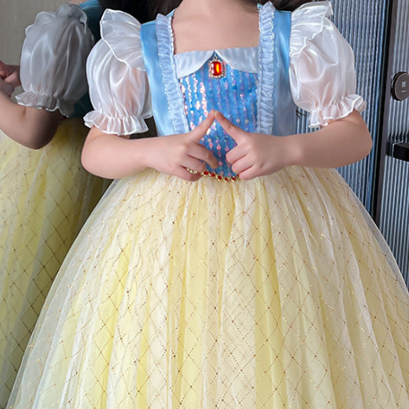 DISNEY Kids designer clothes baby designer girl birthday outfit princess dress baby short-sleeved dress princess dress Girls Elsa dress comfortable an