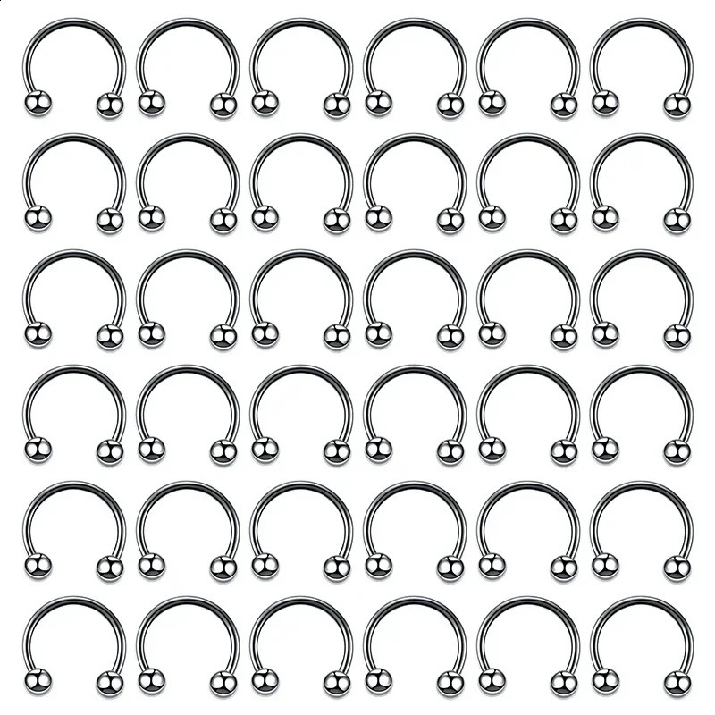 36pc/set Stainless Steel Septum Piercing Nose Ring Cartilage Earrings For Women Men Body Jewelry Punk Accessories Body Jewelry 250427