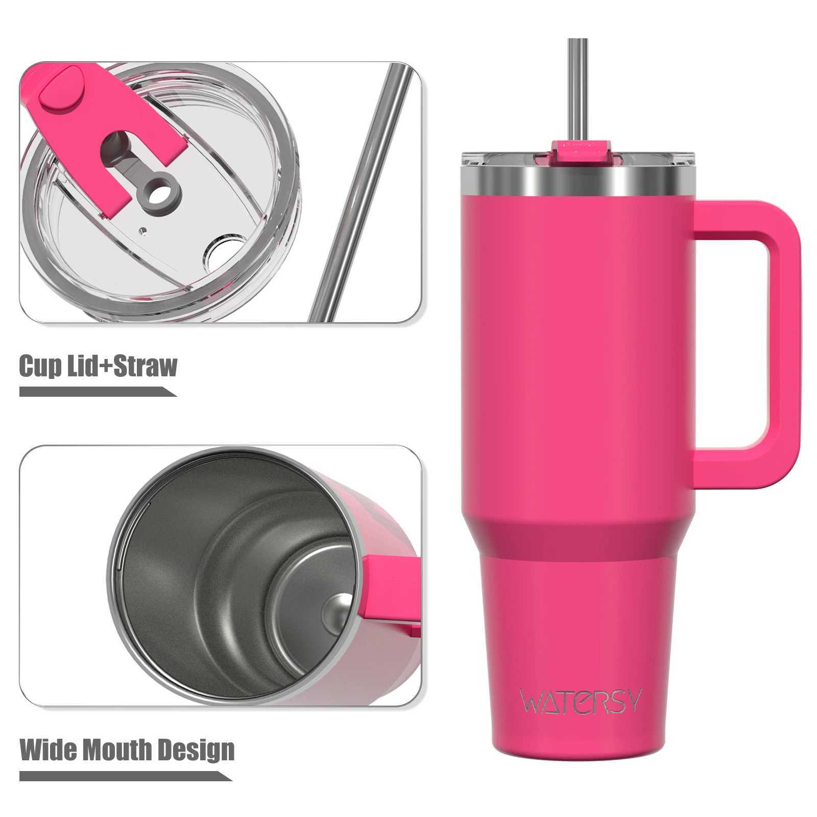 591ml Stainless Steel Insulated Cup 20oz Tumbler with Handle Straw Keep Cold and Hot Thermal Portable Car Travel Mug L251127 W260226