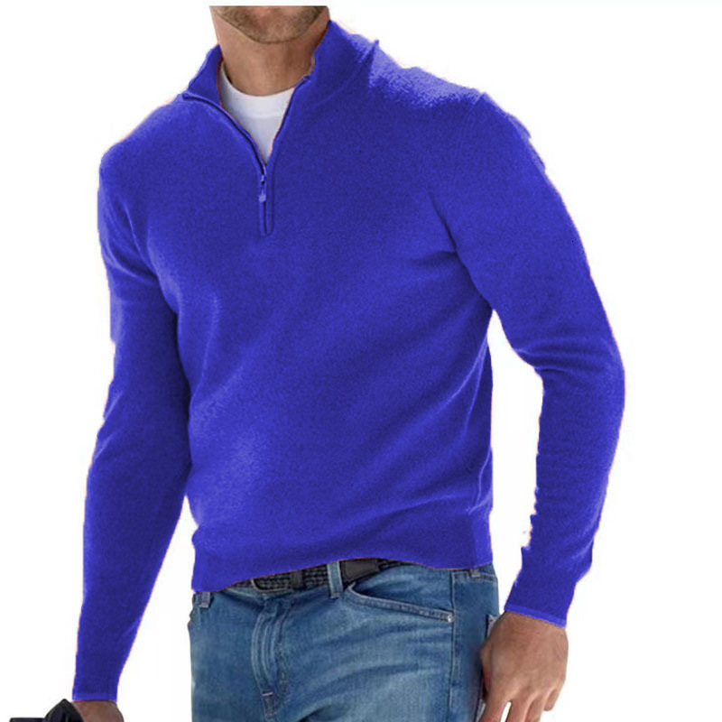 Mens Quarter Zip Up Sweaters Slim Fit Lightweight Mock Neck Pullover Casual Sweaters Half Turtleneck Knitted Outdoor Streetwear 250616