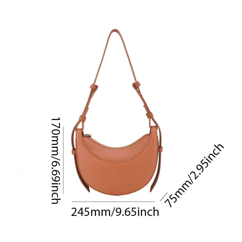 Women Tote Bags Casual Hobo Brand Handbag Large Capacity PU Half Moon Crescent Saddle Shoulder Commuting Bag