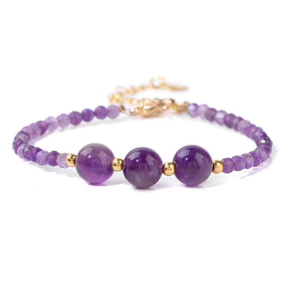 Healing Natural Amethysts Stone Purple Crystal Beadeds Adjustable Elegant Energy Bangle for Women Jewelry Gift C251105