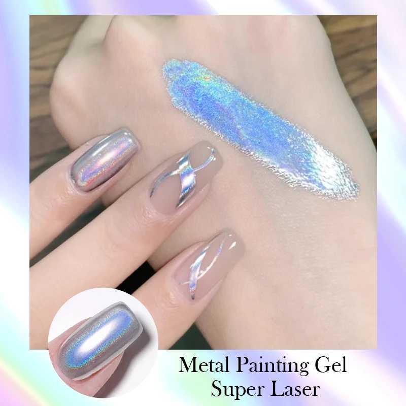 BORN PRETTY Super Bright Metallic Gel Nail Polish Liner Painting Silver Glitter Effect Soak Off Drawing Metal Gel DIY SalonT251127