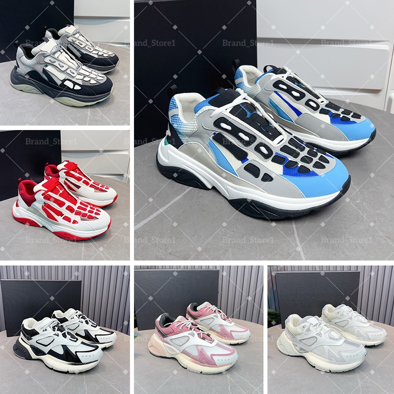 Bone Runner Series Men Sneakers Designer Casual Vintage Trainers High Quality Skeleton Shoes Leather splice Comfortable breathable shock absorption Sneakers