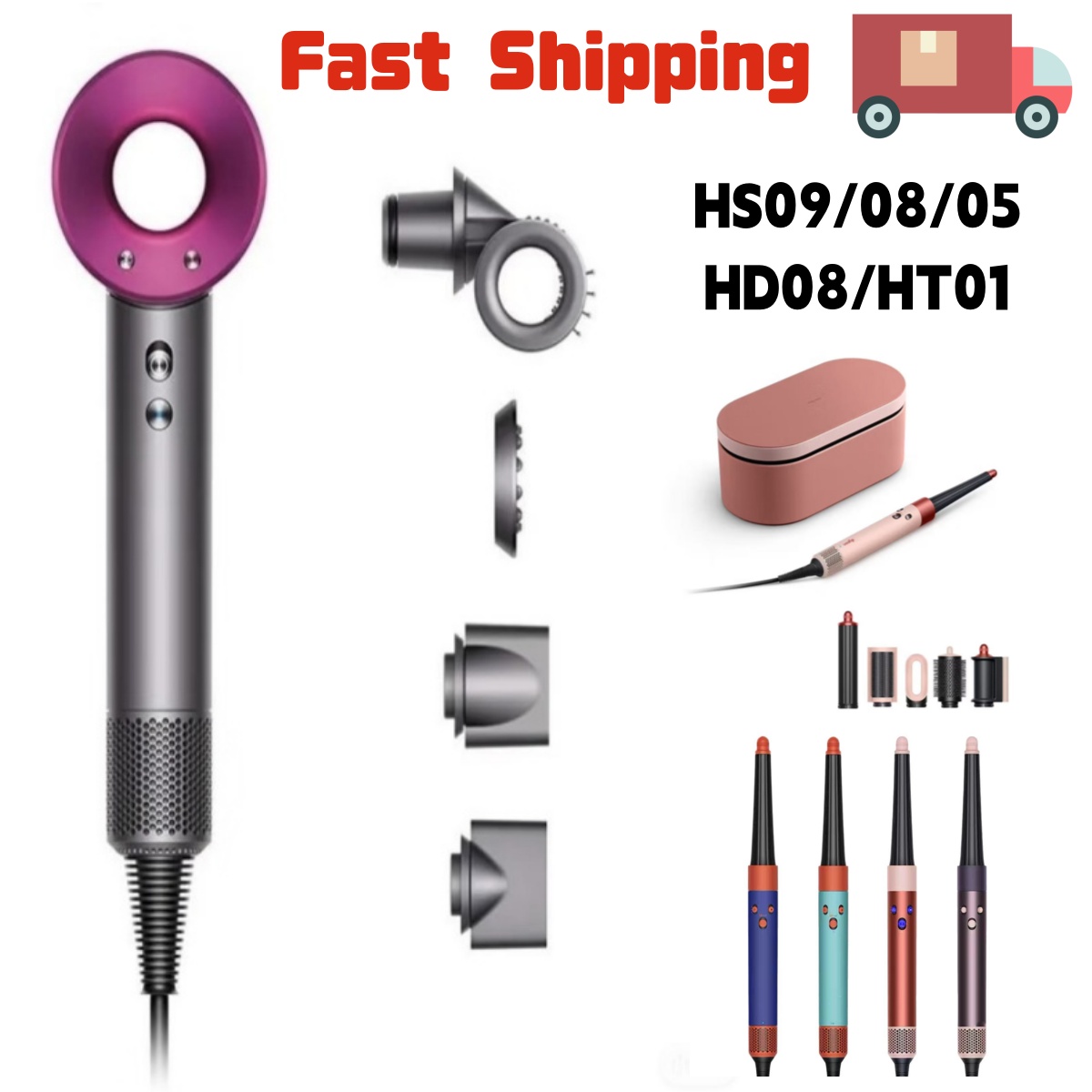 Professional Hair Dryer HD08 Blow Dryer 5-in-1 Silent Reduction HS09/05 Hair Care Dryer Salon Blow Powerful Stronger Cold Wind Temperature