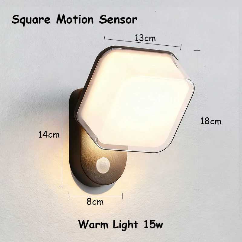 LED Outdoor Wall Light IP65 Waterproof Motion Sensor Wall Lamps Porch Balcony Garden Street Lights Corridor Home Decor LightingM251127