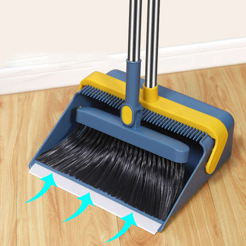 Foldable broom dustpan set 2-piece set, double comb tooth design, more effort-saving hair cleaning