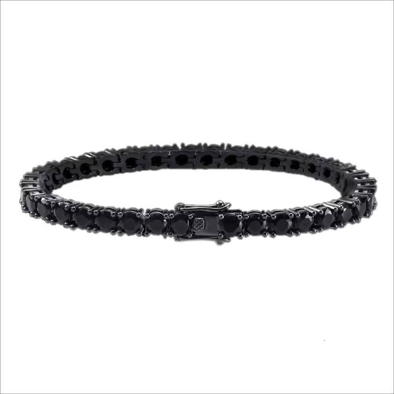 Hip Hop Jewelry Silver Black Gold Plated Black Moissanite Diamond Men Tennis Bracelet