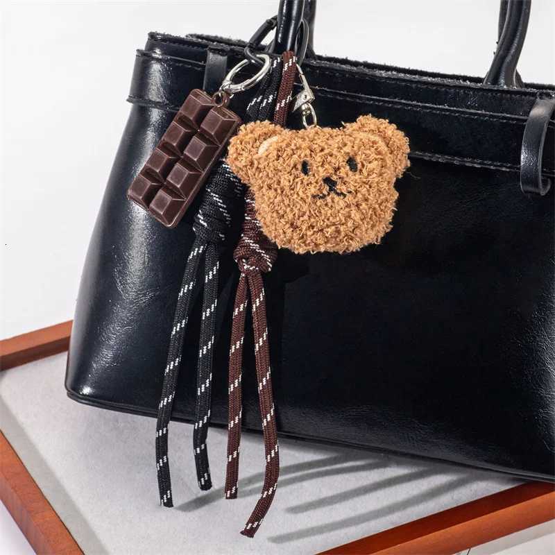 Y2K Braided Rope Bag Pendant High-grade Cute Plush Bear Keychain Pendant Fashion Bag Accessories for Women GirlT251127