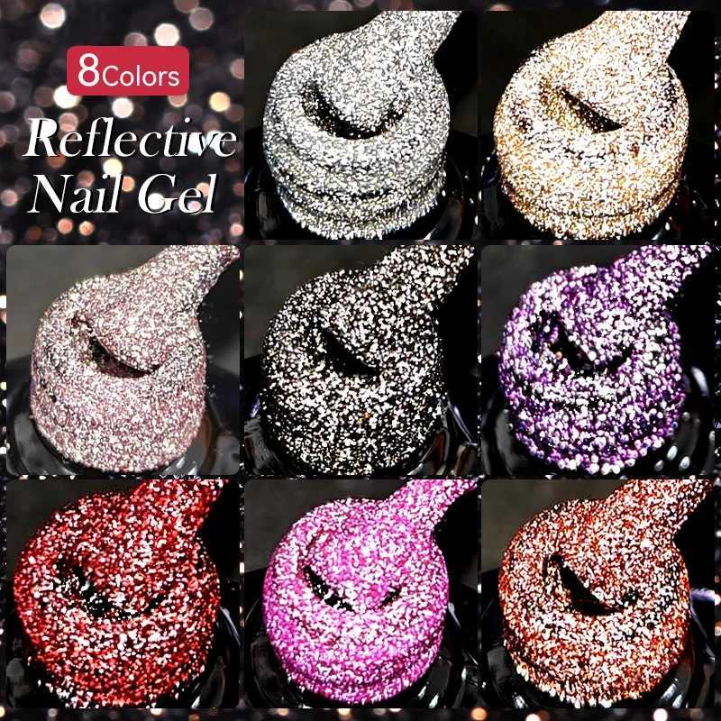 LILYCUTE 7ml Reflective Glitter Gel Nail Polish Shining Sparkling Gorgeous Silver Effect Semi-permanent UV Gel Nail Art ManicureT251127