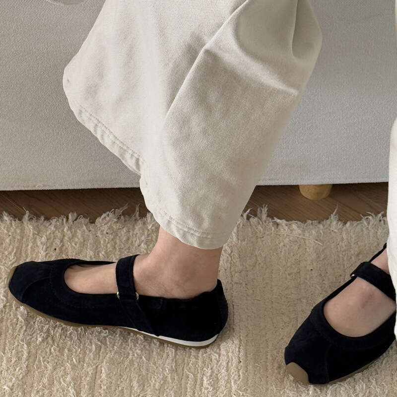 Cowhide Edition 2025- Flat Bottom Inner Height Increase Mary Jane Versatile White Casual Sports Shallow Mouth Single Shoes