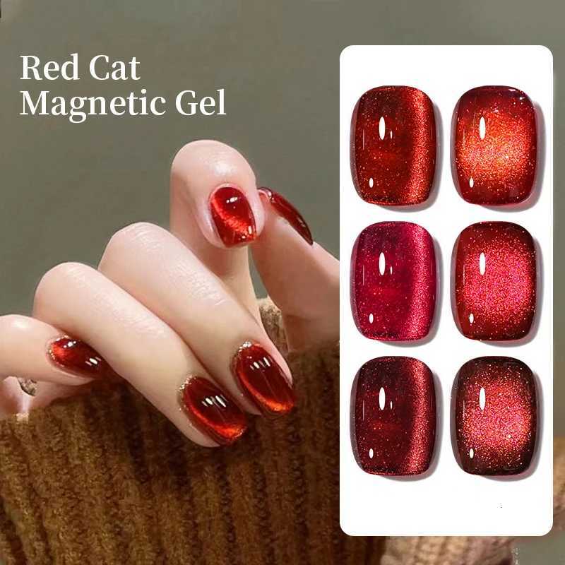 UR SUGAR 15ml 6 Colors Shine Red Winter Christmas Cat Magnetic Gel Nail Polish Sparkling Glitter Semi Permanent Soak Off UV GelT251127