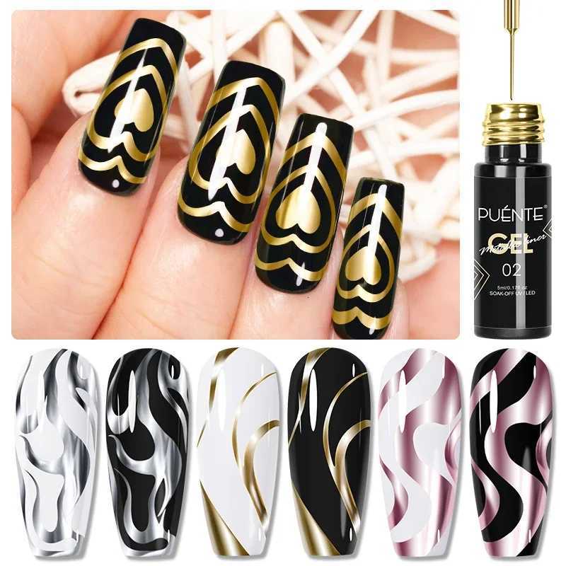 5ml Golden Silvery Metallic Painting Liner Gel Polish Chrome Mirror Effect Semi-Permanent Varnish For Stunning French Nail ArtT251127