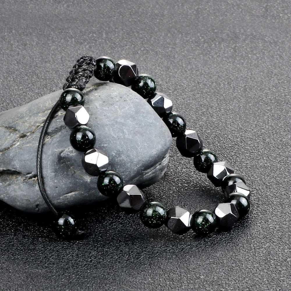 8mm Natural Black Lava Stone Distance Beaded Irregular Hematite Beads Bangles For Women Men Couples Yoga Jewelry Gifts C251105
