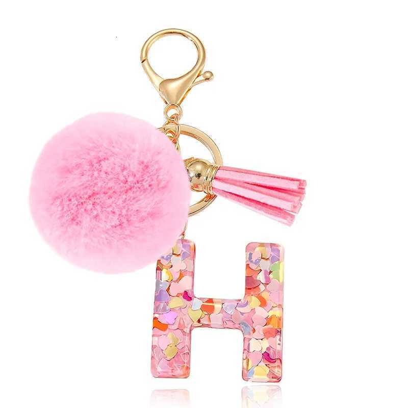 Cute keychain with pink initials shiny resin alphabet pendant with girls sponge letters written on it handbag backpack acceT251127