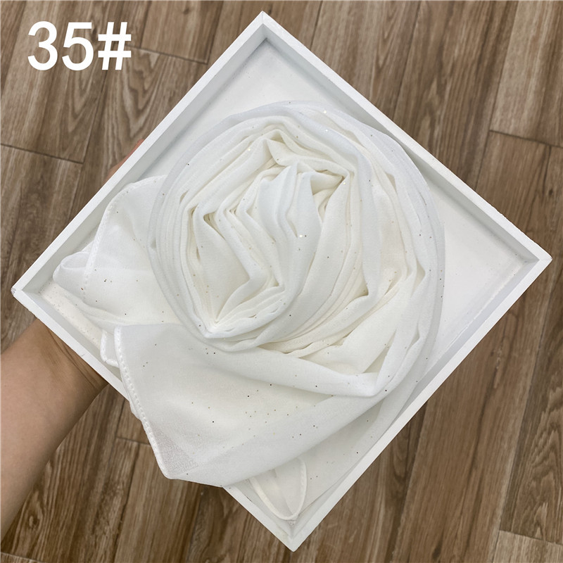 K538Cross-border new solid color gold-sprayed chiffon fashion ethnic gold-sprayed scarf for women's head-wrapped shawl