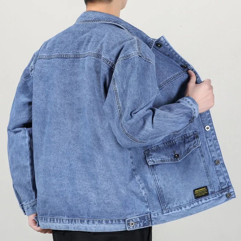 Spring Autumn Fashion Mens Casual Trendy Multi Pocket Solid Color Denim Jacket Coat Loose Amaerican Jean Jacket Male Tops 251126 - view 3