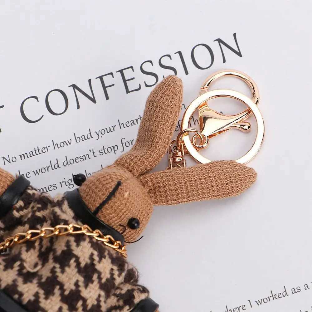 Korean creative Lady Rabbit Keychain cute long foot rabbit exquisite doll car key chain bag Pendant GiftT251127