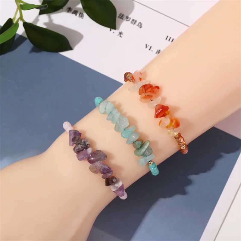 12PCS Hand-woven Natural Stone Beads Adjustable Irregular Crystal Gravel Beads Hand Chain Charm Jewelry Gifts C251105