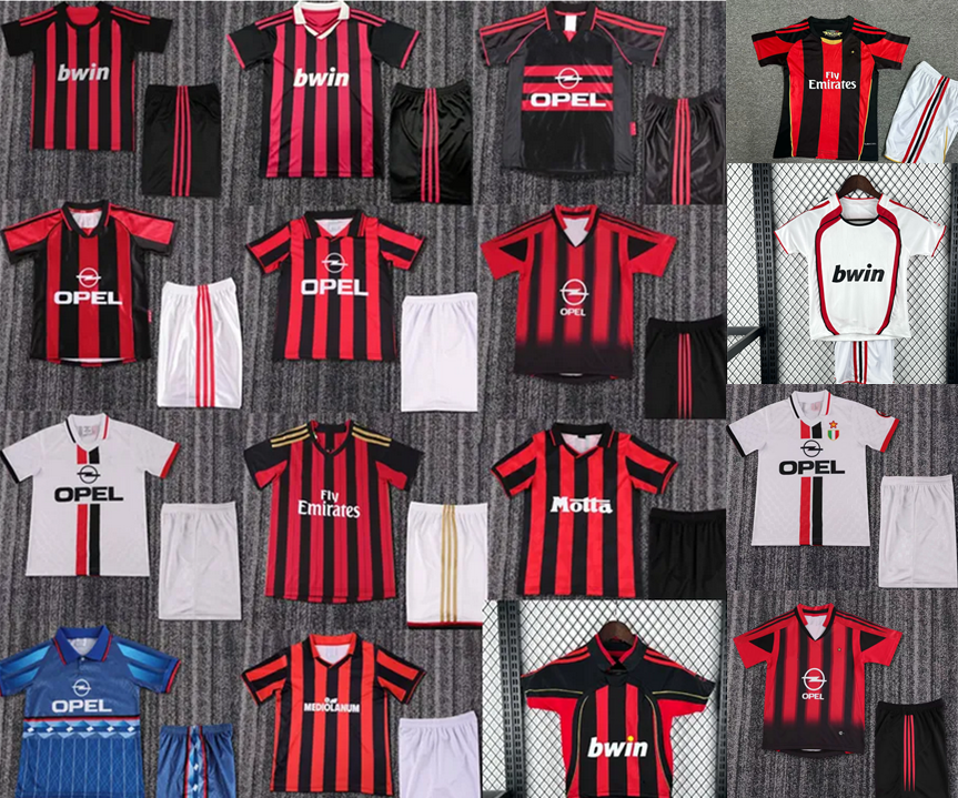 ACMilan kids KAKA Retro Soccer jerseys Gullit 01 02 03 Milan 2006 2007 Maldini Van Basten Football 06 07 PIRLO RONALDINHO BAGGIO AcMilan classic